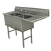 Advance Tabco FC-2-1818-18R 56 1/2" 2 Compartment Sink w/ 18"L x 18"W Bowl, 14" Deep-cityfoodequipment.com