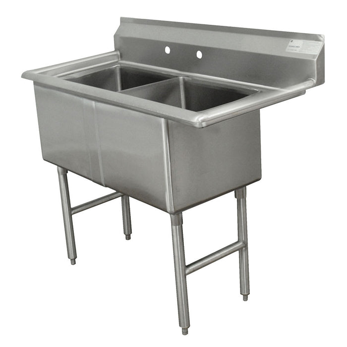 Advance Tabco FC-2-1620 37" 2 Compartment Sink w/ 16"L x 20"W Bowl, 14" Deep-cityfoodequipment.com