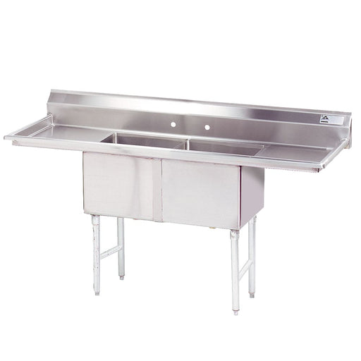 Advance Tabco FC-2-1620-18RL 68" 2 Compartment Sink w/ 16"L x 20"W Bowl, 14" Deep-cityfoodequipment.com