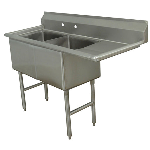 Advance Tabco FC-2-1824-18R 56 1/2" 2 Compartment Sink w/ 18"L x 24"W Bowl, 14" Deep-cityfoodequipment.com
