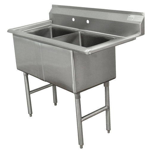 Advance Tabco FC-2-2424 53" 2 Compartment Sink w/ 24"L x 24"W Bowl, 14" Deep-cityfoodequipment.com