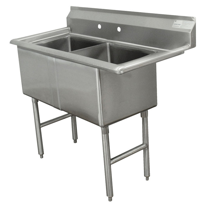 Advance Tabco FC-2-2424 53" 2 Compartment Sink w/ 24"L x 24"W Bowl, 14" Deep-cityfoodequipment.com