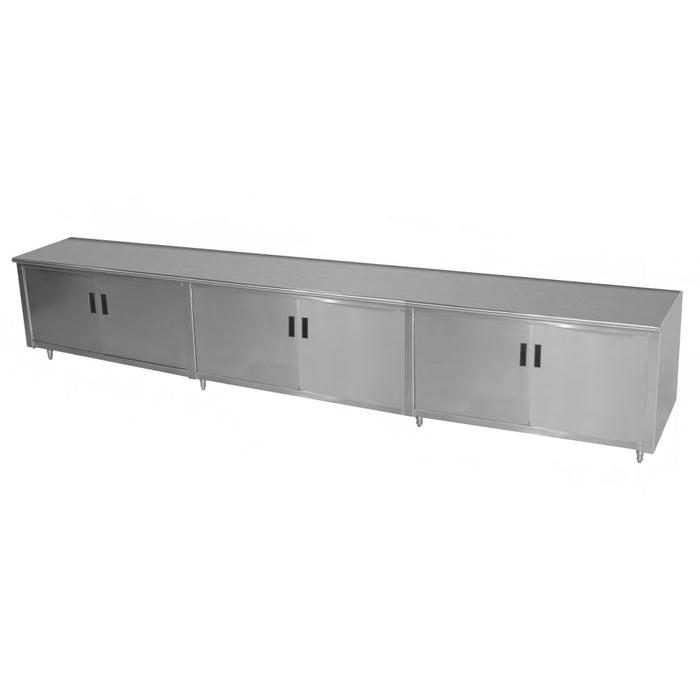 Advance Tabco EHB-SS-247M-X 84" Enclosed Work Table w/ Swing Doors & Midshelf, 24"D-cityfoodequipment.com