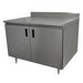 Advance Tabco EHK-SS-304M-X 48" Enclosed Work Table w/ Swing Doors & Midshelf, 5" Backsplash, 30"D-cityfoodequipment.com