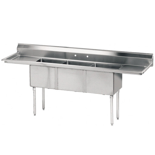 Advance Tabco FE-3-1620-18RL 84" 3 Compartment Sink w/ 16"L x 20"W Bowl, 12" Deep-cityfoodequipment.com