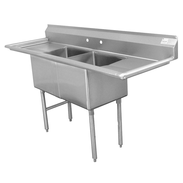 Advance Tabco FE-2-1812-18RL 72" 2 Compartment Sink w/ 18"L x 18"W Bowl, 12" Deep-cityfoodequipment.com