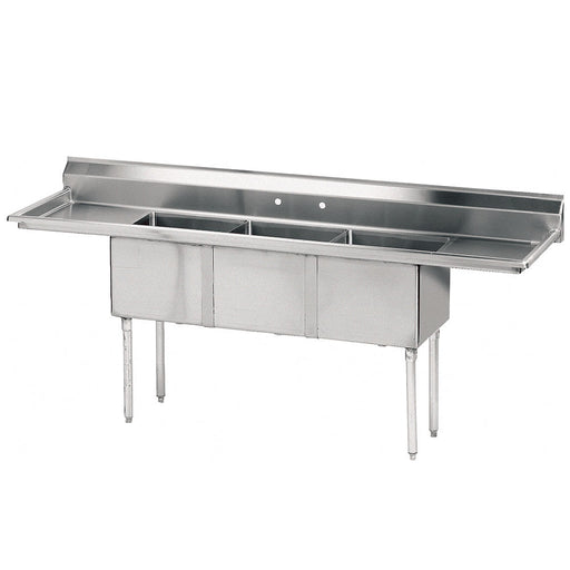 Advance Tabco FE-3-1014-15RL 60" 3 Compartment Sink w/ 10"L x 14"W Bowl, 10" Deep-cityfoodequipment.com