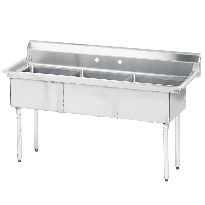 Advance Tabco FE-3-1812 74 1/2" 3 Compartment Sink w/ 18"L x 18"W Bowl, 12" Deep-cityfoodequipment.com