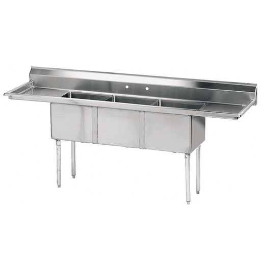 Advance Tabco FE-3-1824-24RL 102" 3 Compartment Sink w/ 18"L x 24"W Bowl, 14" Deep-cityfoodequipment.com