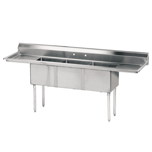 Advance Tabco FE-3-1812-18RL 90" 3 Compartment Sink w/ 18"L x 18"W Bowl, 12" Deep-cityfoodequipment.com