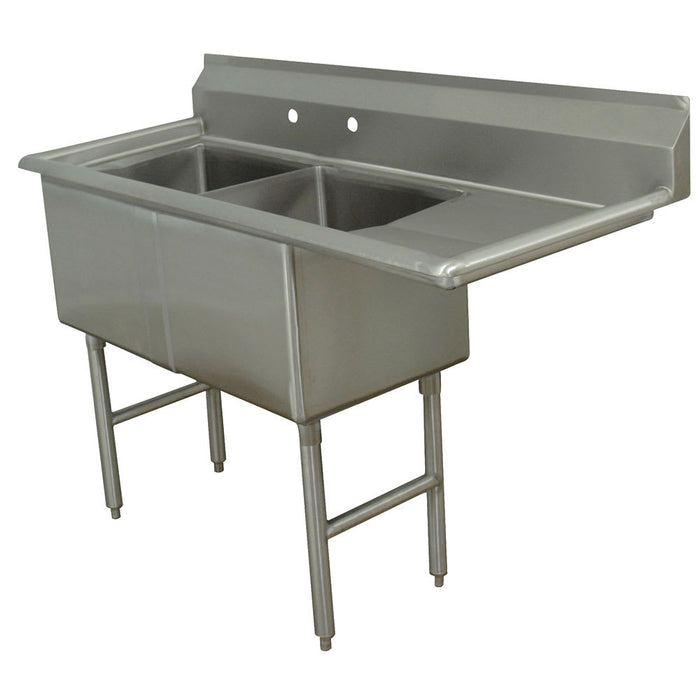 Advance Tabco FC-2-2424-18R 68" 2 Compartment Sink w/ 24"L x 24"W Bowl, 14" Deep-cityfoodequipment.com