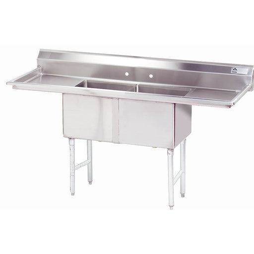 Advance Tabco FC-2-2424-24RL 96" 2 Compartment Sink w/ 24"L x 24"W Bowl, 14" Deep-cityfoodequipment.com