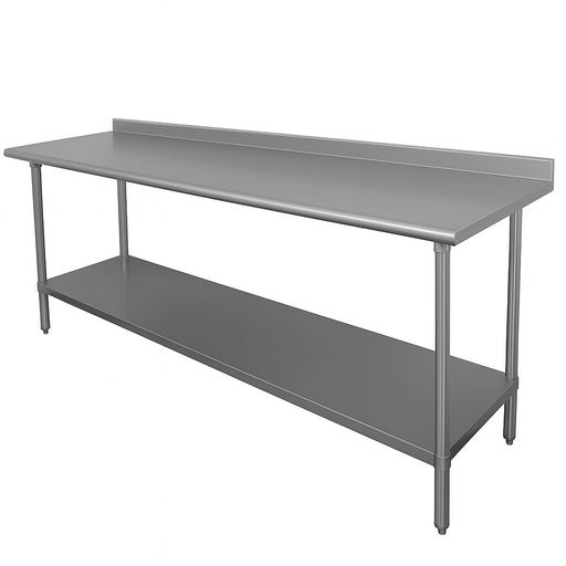 Advance Tabco FLG-246 72" 14 ga Work Table w/ Undershelf & 304 Series Stainless Top, 1 1/2" Backsplash-cityfoodequipment.com
