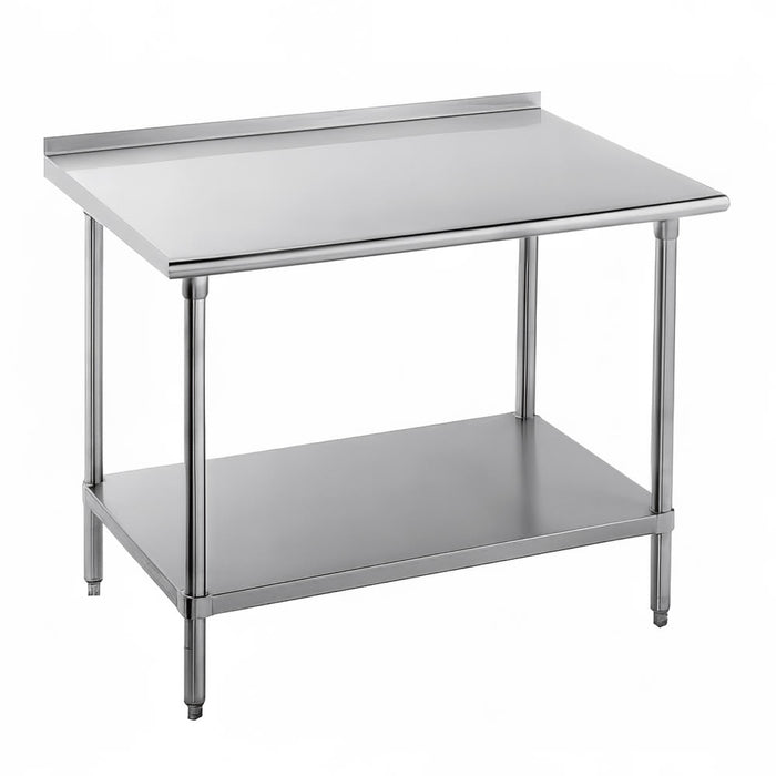 Advance Tabco FLG-302 24" 14 ga Work Table w/ Undershelf & 304 Series Stainless Top, 1 1/2" Backsplash-cityfoodequipment.com