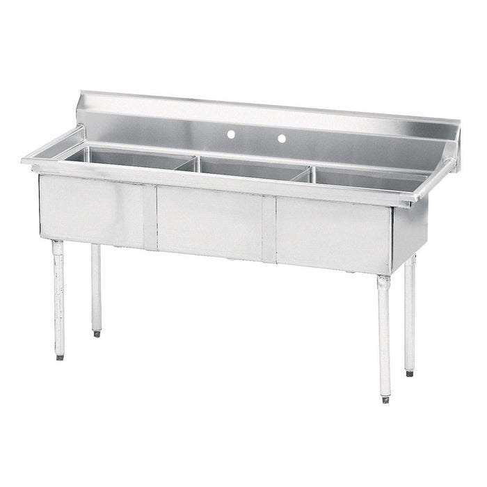 Advance Tabco FE-3-1515 62 1/2" 3 Compartment Sink w/ 15"L x 15"W Bowl, 12" Deep-cityfoodequipment.com