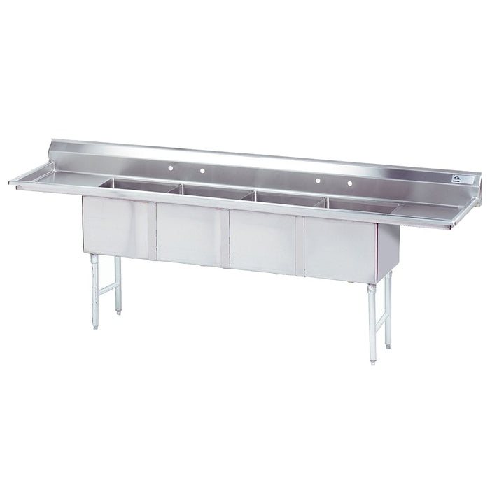 Advance Tabco FC-4-1818-18RL 108" 4 Compartment Sink w/ 18"L x 18"W Bowl, 14" Deep-cityfoodequipment.com