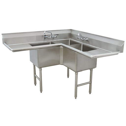 Advance Tabco FC-K6-18D 57" 3 Compartment Corner Sink w/ 18" Bowl, 14" Deep-cityfoodequipment.com