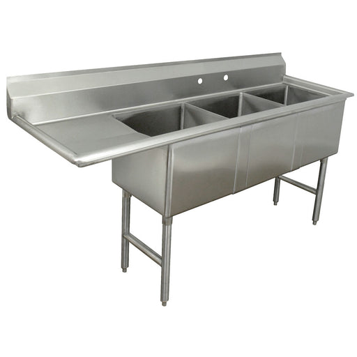 Advance Tabco FC-3-2424-18L 92 1/2" 3 Compartment Sink w/ 24"L x 24"W Bowl, 14" Deep-cityfoodequipment.com
