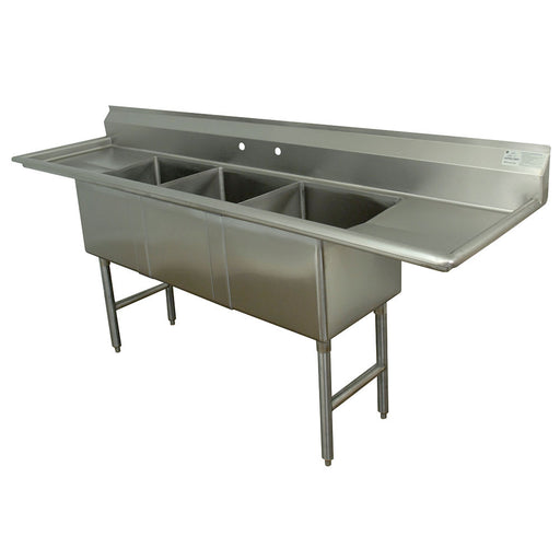 Advance Tabco FC-3-2424-18RL 108" 3 Compartment Sink w/ 24"L x 24"W Bowl, 14" Deep-cityfoodequipment.com