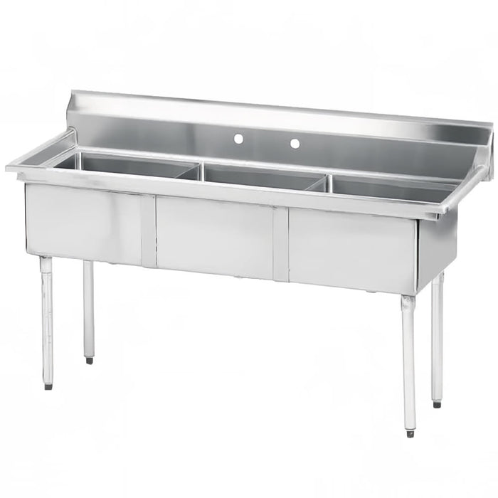 Advance Tabco FE-3-1620 3 Compartment Sink w/ 16"L x 20"W Bowl, 12" Deep-cityfoodequipment.com
