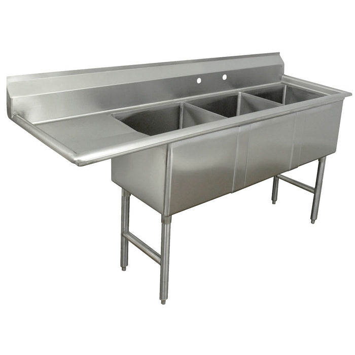 Advance Tabco FC-3-1818-24L 80 1/2" 3 Compartment Sink w/ 18"L x 18"W Bowl, 14" Deep-cityfoodequipment.com