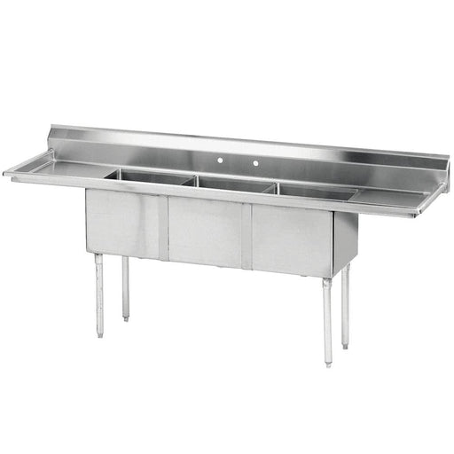 Advance Tabco FE-3-1416-12RL 3 Compartment Sink w/ 14"W x 16"L Bowl, 12" Deep-cityfoodequipment.com