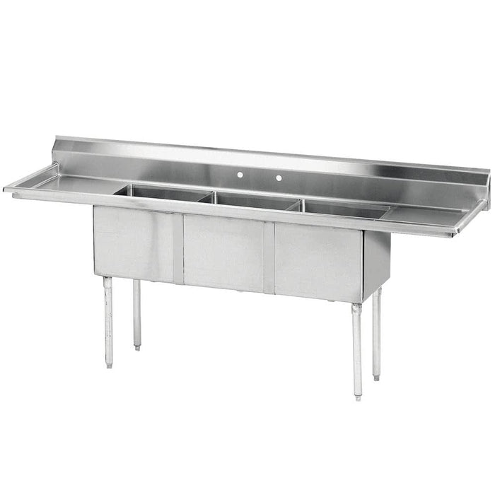 Advance Tabco FE-3-1416-12RL 3 Compartment Sink w/ 14"W x 16"L Bowl, 12" Deep-cityfoodequipment.com