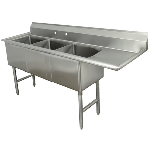 Advance Tabco FC-3-1824-24R 80 1/2" 3 Compartment Sink w/ 18"L x 24"W Bowl, 14" Deep-cityfoodequipment.com