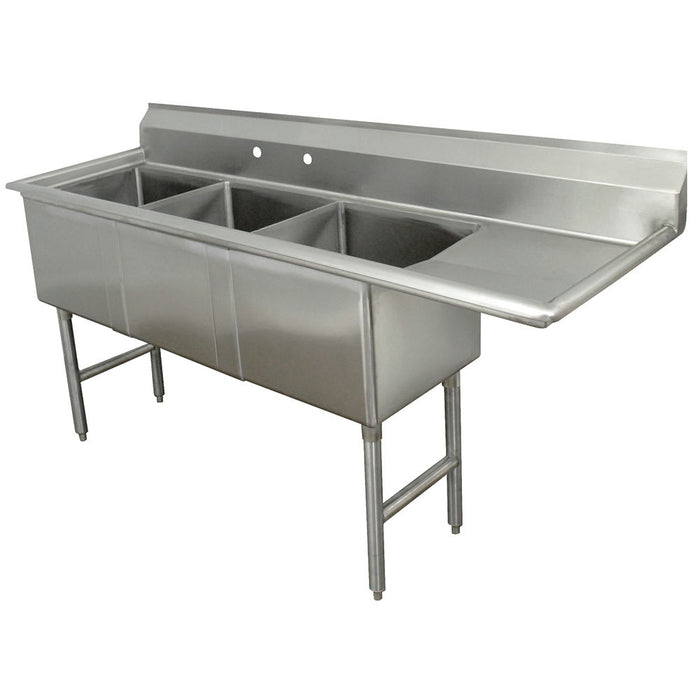 Advance Tabco FC-3-1824-24R 80 1/2" 3 Compartment Sink w/ 18"L x 24"W Bowl, 14" Deep-cityfoodequipment.com