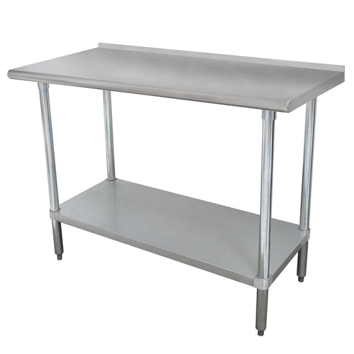 Advance Tabco FLAG-365-X 60" 16 ga Work Table w/ Undershelf & 430 Series Stainless Top, 1 1/2" Backsplash-cityfoodequipment.com