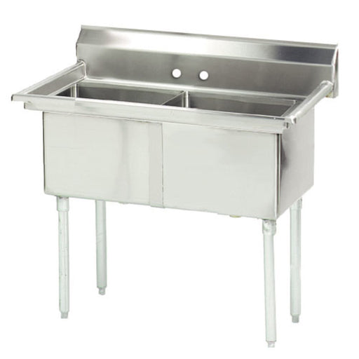 Advance Tabco FE-2-1812 41" 2 Compartment Sink w/ 18"L x 18"W Bowl, 12" Deep-cityfoodequipment.com