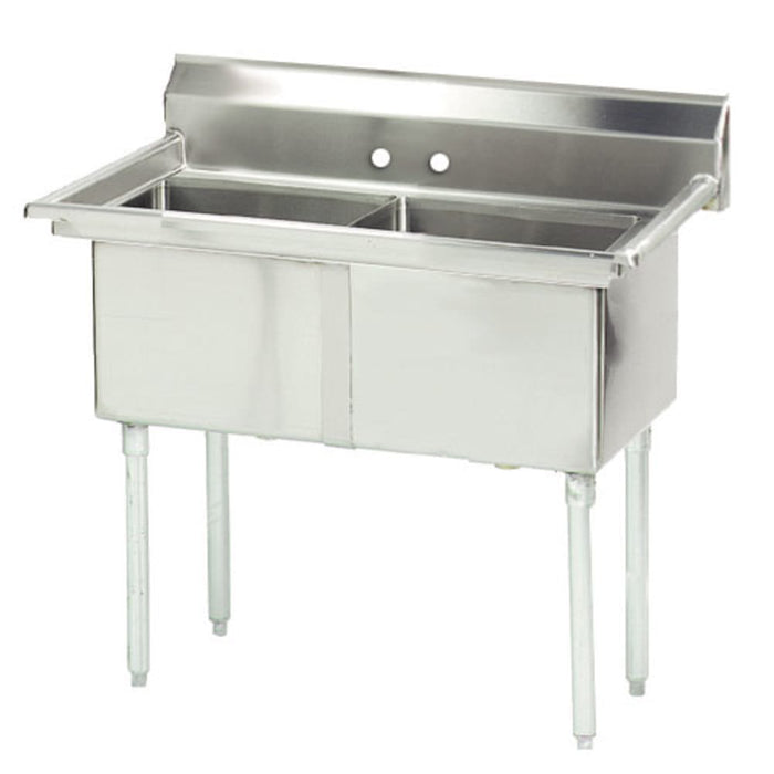 Advance Tabco FE-2-1812 41" 2 Compartment Sink w/ 18"L x 18"W Bowl, 12" Deep-cityfoodequipment.com