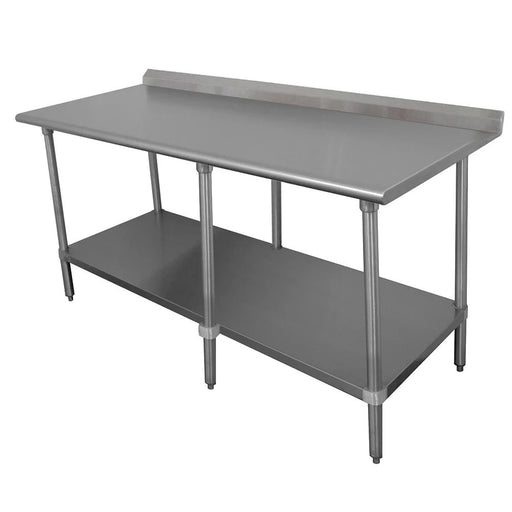 Advance Tabco FLAG-368-X 96" 16 ga Work Table w/ Undershelf & 430 Series Stainless Top, 1 1/2" Backsplash-cityfoodequipment.com