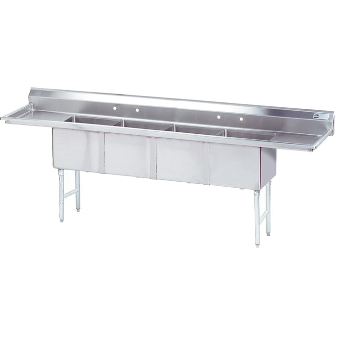 Advance Tabco FC-4-1824-18RL 108" 4 Compartment Sink w/ 18"L x 24"W Bowl, 14" Deep-cityfoodequipment.com