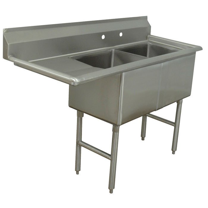 Advance Tabco FC-2-2424-24L 74 1/2" 2 Compartment Sink w/ 24"L x 24"W Bowl, 14" Deep-cityfoodequipment.com