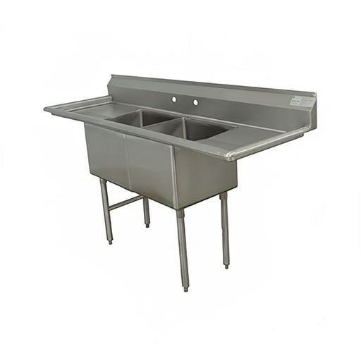 Advance Tabco FE-2-2424-24RL-X 96" 2 Compartment Sink w/ 24"L x 24"W Bowl, 14" Deep-cityfoodequipment.com
