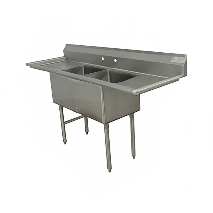 Advance Tabco FE-2-2424-24RL-X 96" 2 Compartment Sink w/ 24"L x 24"W Bowl, 14" Deep-cityfoodequipment.com