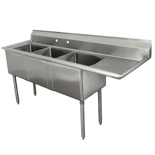 Advance Tabco FE-3-1515-15R 50" 3 Compartment Sink w/ 15"L x 15"W Bowl, 12" Deep-cityfoodequipment.com