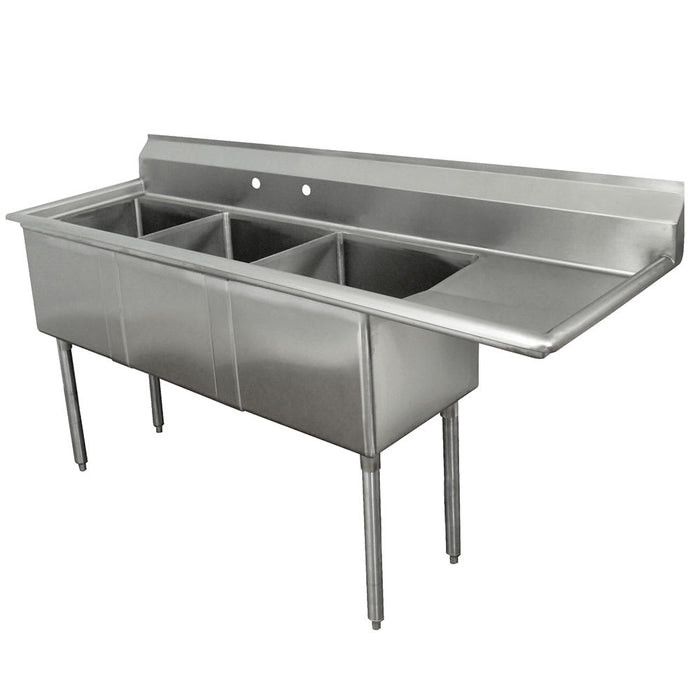 Advance Tabco FE-3-1515-15R 50" 3 Compartment Sink w/ 15"L x 15"W Bowl, 12" Deep-cityfoodequipment.com