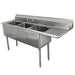 Advance Tabco FE-3-1515-15R 50" 3 Compartment Sink w/ 15"L x 15"W Bowl, 12" Deep-cityfoodequipment.com
