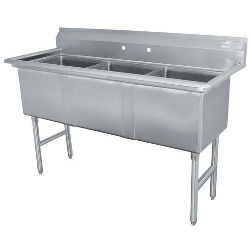 Advance Tabco FC-3-1824 59" 3 Compartment Sink w/ 18"L x 24"W Bowl, 14" Deep-cityfoodequipment.com