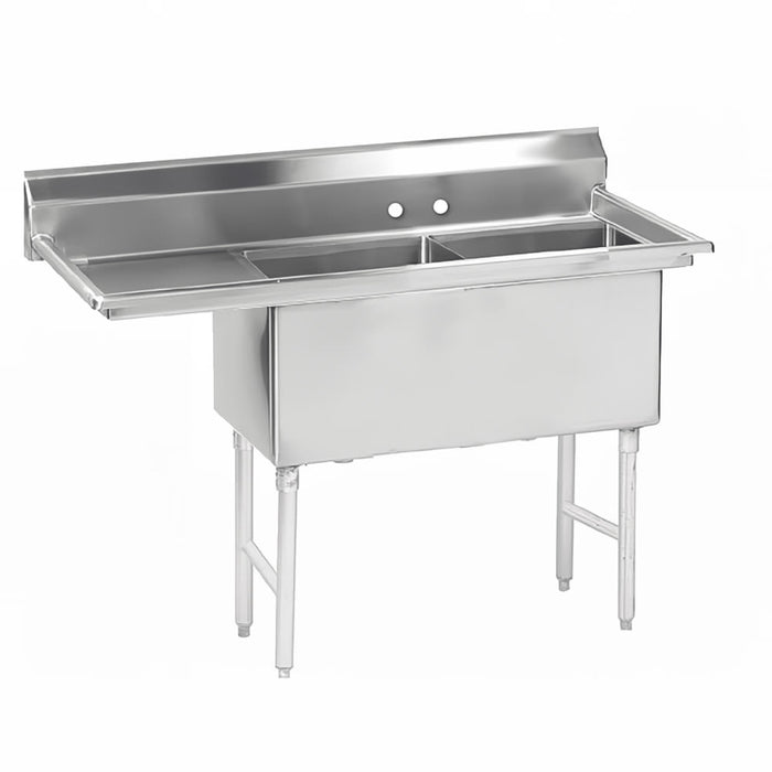 Advance Tabco FS-2-1818-18L 56 1/2" 2 Compartment Sink w/ 18"L x 18"W Bowl, 14" Deep-cityfoodequipment.com