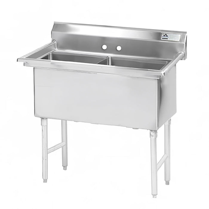 Advance Tabco FS-2-1824 41" 2 Compartment Sink w/ 18"L x 24"W Bowl, 14" Deep-cityfoodequipment.com