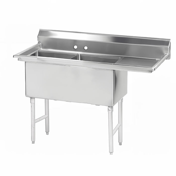 Advance Tabco FS-2-1824-18R 56 1/2" 2 Compartment Sink w/ 18"L x 24"W Bowl, 14" Deep-cityfoodequipment.com