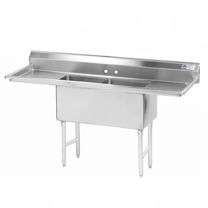 Advance Tabco FS-2-1824-18RL 72" 2 Compartment Sink w/ 18"L x 24"W Bowl, 14" Deep-cityfoodequipment.com