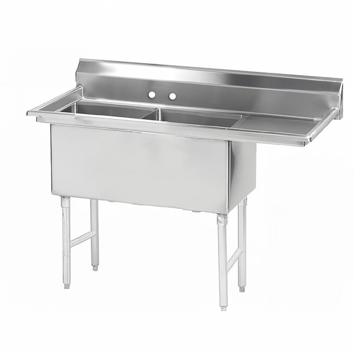 Advance Tabco FS-2-1824-24R 62 1/2" 2 Compartment Sink w/ 18"L x 24"W Bowl, 14" Deep-cityfoodequipment.com