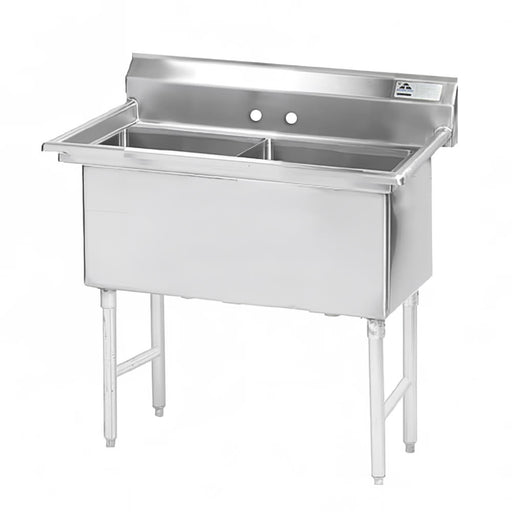 Advance Tabco FS-2-2424 53" 2 Compartment Sink w/ 24"L x 24"W Bowl, 14" Deep-cityfoodequipment.com
