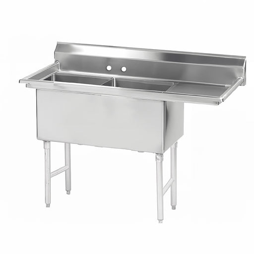 Advance Tabco FS-2-2424-18R 68 1/2" 2 Compartment Sink w/ 24"L x 24"W Bowl, 14" Deep-cityfoodequipment.com