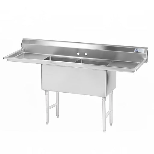 Advance Tabco FS-2-3024-24RL 108" 2 Compartment Sink w/ 30"L x 24"W Bowl, 14" Deep-cityfoodequipment.com