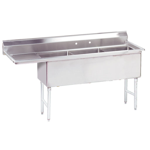 Advance Tabco FS-3-1824-24L 80 1/2" 3 Compartment Sink w/ 18"L x 24"W Bowl, 14" Deep-cityfoodequipment.com